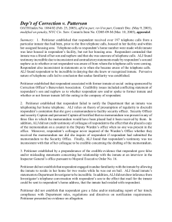 Dep`t of Correction v. Patterson