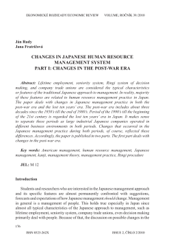 CHANGES IN JAPANESE HUMAN RESOURCE MANAGEMENT