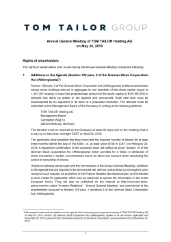 Annual General Meeting of TOM TAILOR