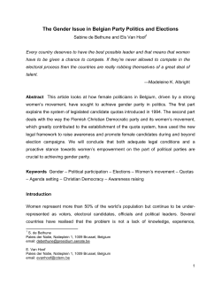 The Gender Issue in Belgian Party Politics and Elections