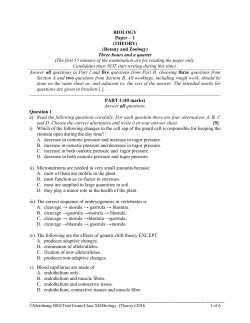 BIOLOGY Paper &ndash; 1 (THEORY) (Botany and Zoology) Three hours
