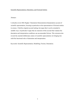 1 Scientific Representation, Denotation, and Fictional Entities