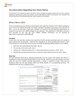 Tax Information Regarding Your Stock Plan(s)