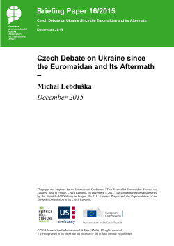Czech Debate on Ukraine since the Euromaidan and Its Aftermath