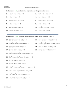 In Exercises 1-12, evaluate the expression at the given value of x. 1