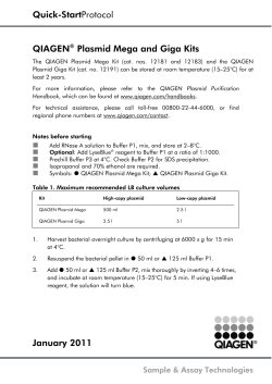 Quick-StartProtocol QIAGEN&reg; Plasmid Mega and Giga Kits January