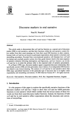 Discourse markers in oral narrative