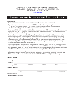 International Affiliate application form
