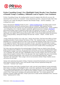 Forbes Consulting Groupˇs New MindSight® Study Decodes Voter