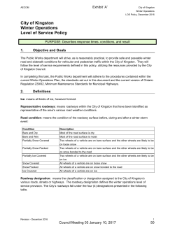 City of Kingston - Policy - Winter Operations Level of Service