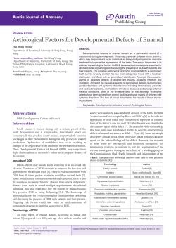 Aetiological Factors for Developmental Defects of Enamel