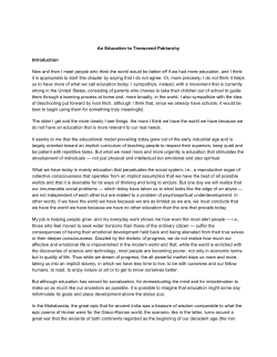 An Education to Transcend Patriarchy