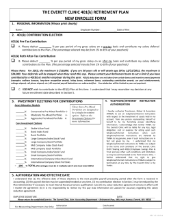 INVESTMENT ELECTIONS FOR