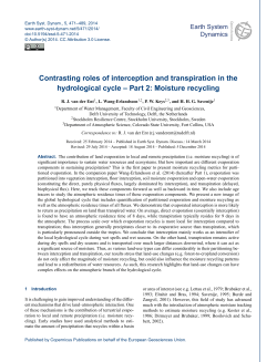 Moisture recycling - Earth System Dynamics