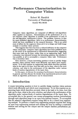Performance Characterization in Computer Vision