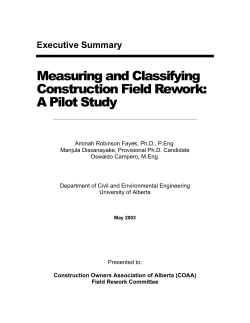 Measuring and Classifying Construction Field Rework: A Pilot Study