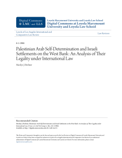Palestinian Arab Self-Determination and Israeli Settlements on the
