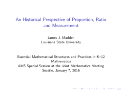 An Historical Perspective of Proportion, Ratio and Measurement