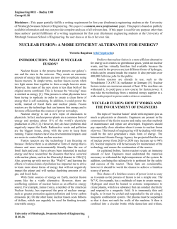 NUCLEAR FUSION: A MORE EFFICIENT ALTERNATIVE FOR