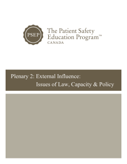 Plenary 2: External Influence - Canadian Patient Safety Institute