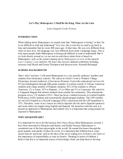 Let`s Play Shakespeare: I Shall Be the King, Thou Art the Lion