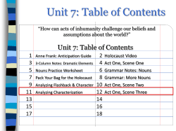 Unit 7: Table of Contents - Mrs. Gum`s Virtual Classroom