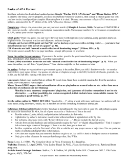 APA Style and Citation Basics