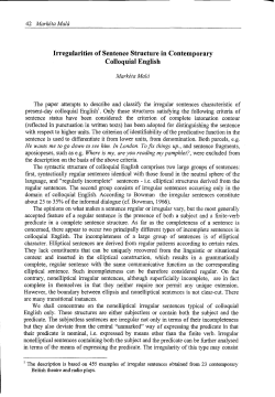 Irregularities of Sentence Structure in Contemporary Colloquial