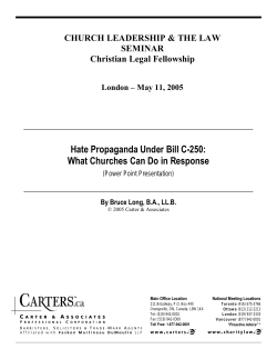 Hate Propaganda Under Bill C-250: What Churches Can Do in