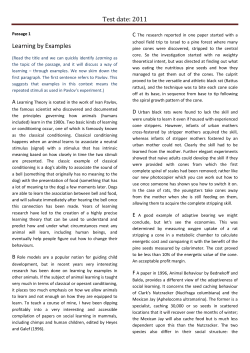 Test date: 2011 Learning by Examples