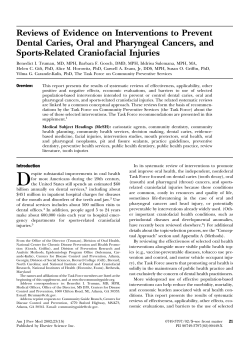 Reviews of Evidence on Interventions to Prevent Dental