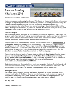 2016 Summer Reading Program