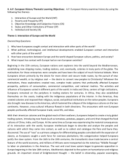 AP European History Themes For Summer Assignment Annotation