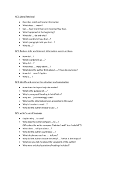 AF2: Literal Retrieval • Describe, retell and locate information • What