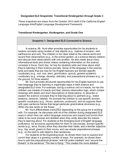 Designated ELD Snapshots Grades TK &ndash; 3