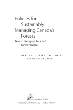 Policies for Sustainably Managing Canada`s Forests