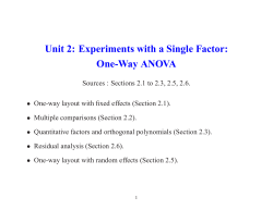 Unit 2: Experiments with a Single Factor: One