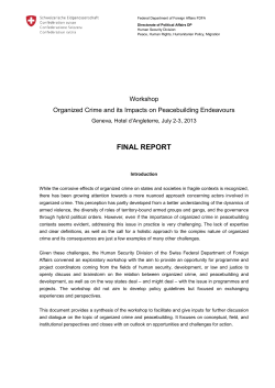 Organized crime and peacebuilding - August 2013
