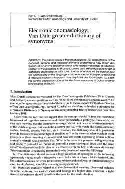 Electronic onomasiology: Van Dale greater dictionary of synonyms