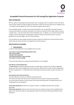 Acceptable Financial Documents for CAS Issuing/Visa