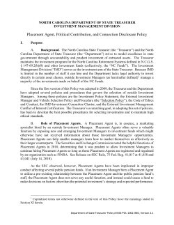 Placement Agent, Political Contribution, and Connection Disclosure