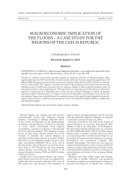 MACROECONOMIC IMPLICATION OF THE FLOODS &ndash; A CASE