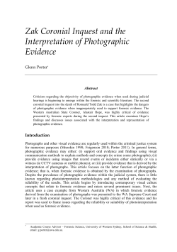 Zak Coronial Inquest and the Interpretation of Photographic