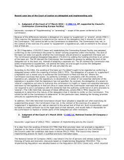 Recent case law of the Court of Justice on delegated and