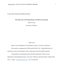 Running head: MANY FACES OF WORKING MEMORY 1 In press