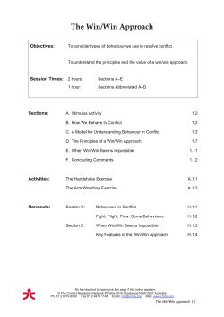 The Win/ Win Approach - Conflict Resolution Network