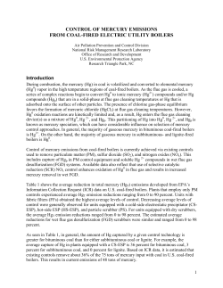 Control of Mercury Emissions from Coal-fired Electric Utility