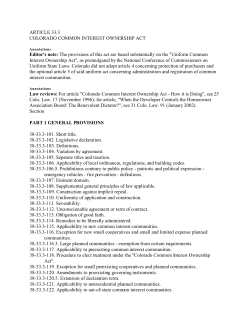 Colorado Common Interest Ownership Act