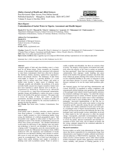 Short Report: Contamination of Sachet Water in Nigeria