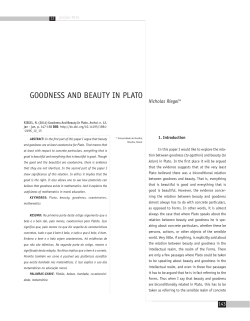 GOODNESS AND BEAUTY IN PLATO